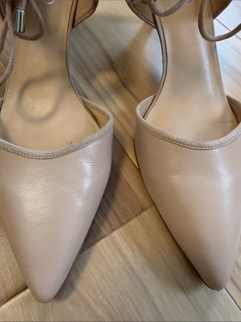 Franco Sarto Darlis Blush Pointed-Toe Ankle Tie Heels - Picture 3 of 7